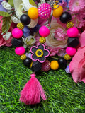 Neon Bloom 2n1 wristlet/straight keychain
