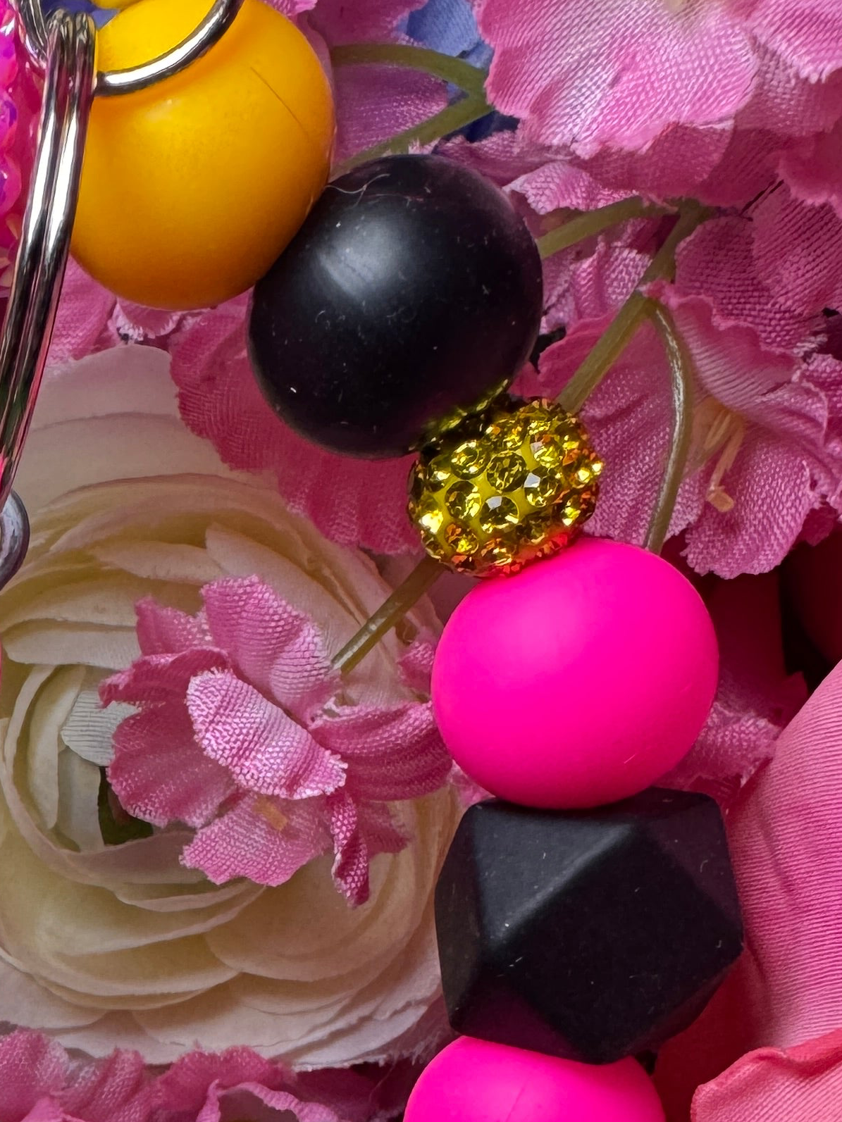 Neon Bloom 2n1 wristlet/straight keychain
