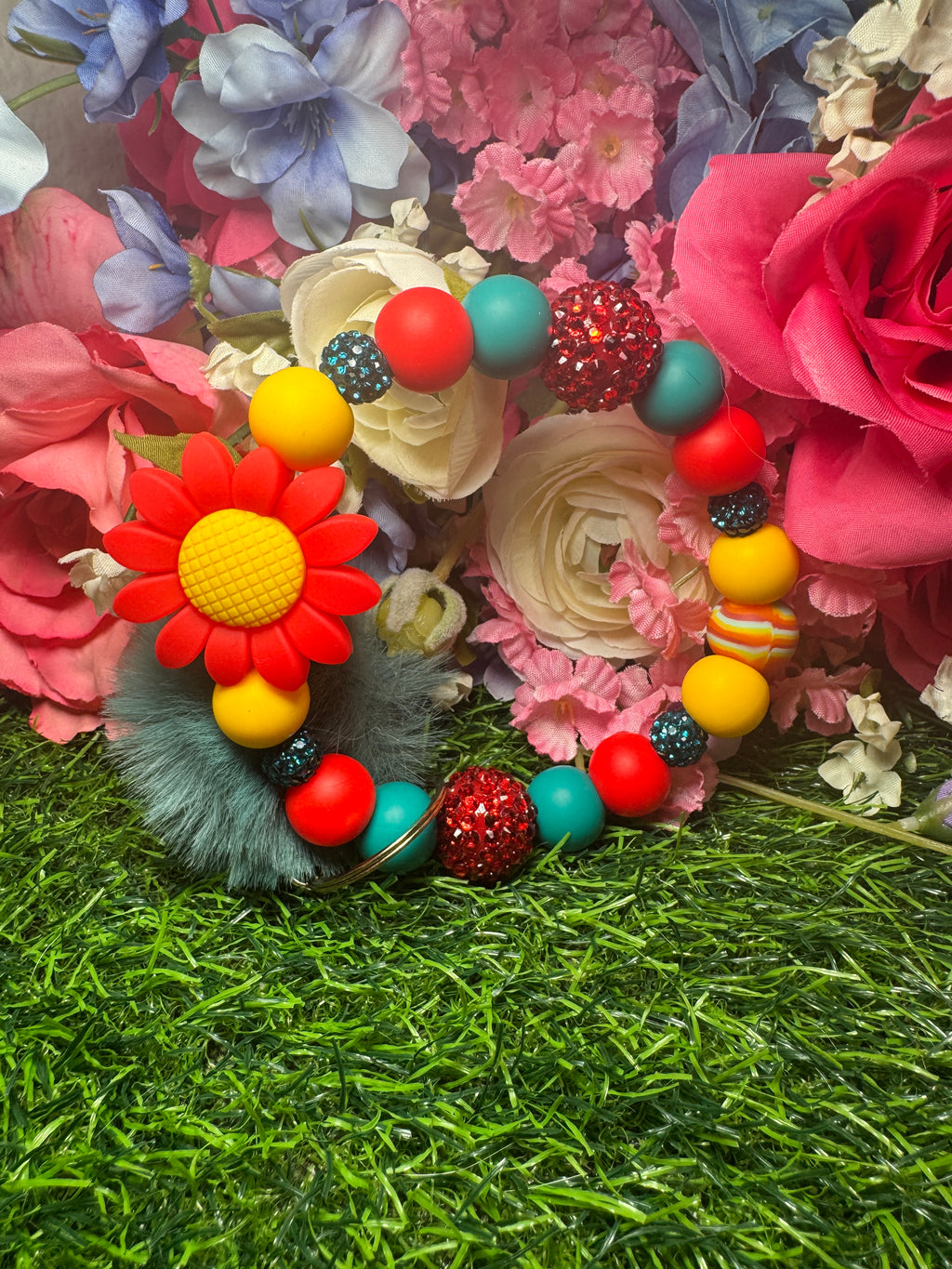 Flame in bloom wristlet