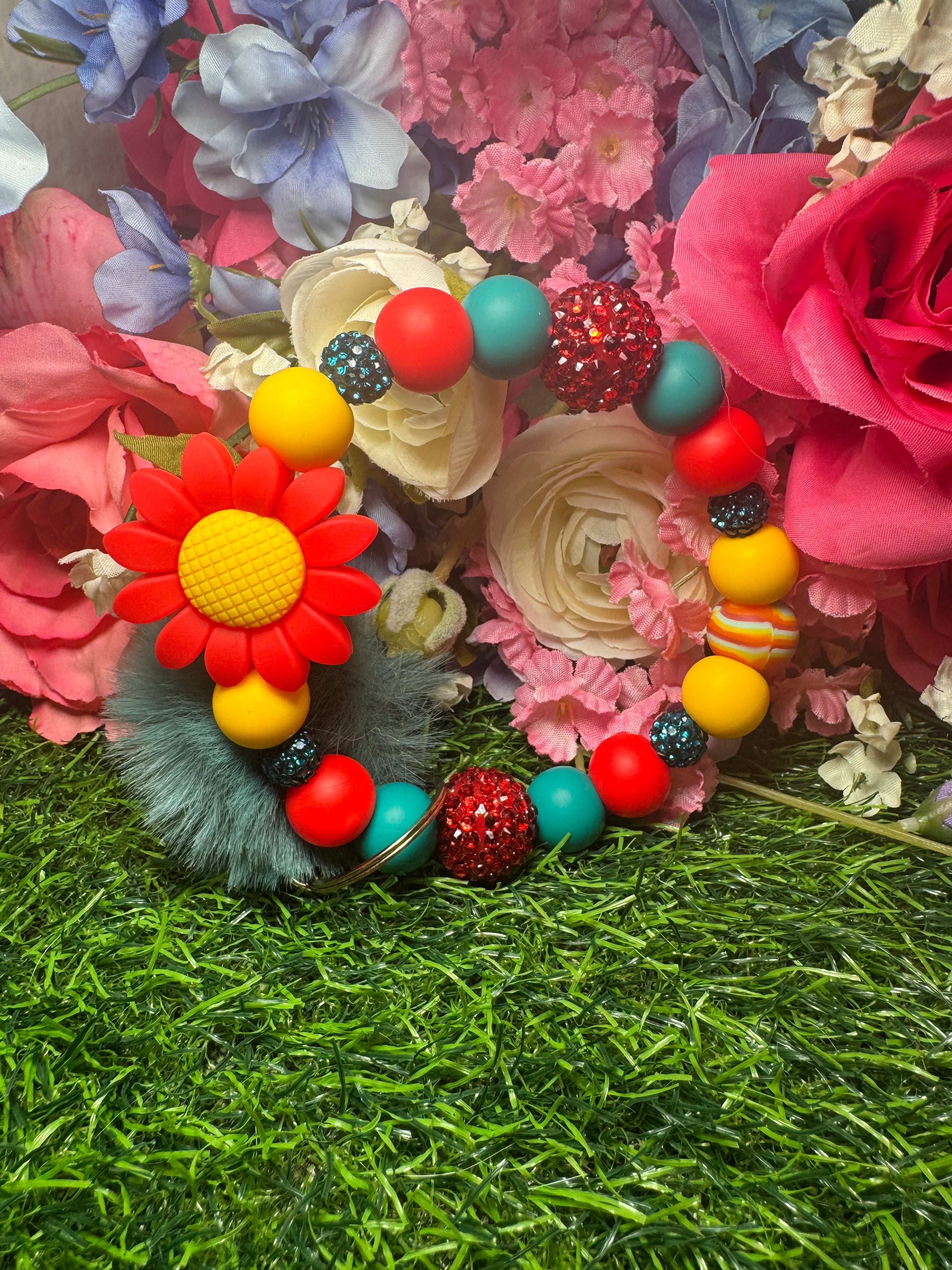 Flame in bloom wristlet